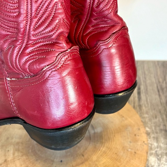 *Abilene Boots Ladies 11” Red Cowhide Pointed Toe Boot Size 10M - Picture 11 of 16